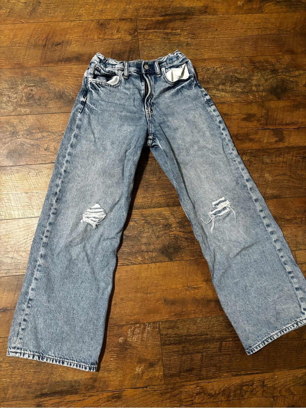 Gap Girls Distressed Light Blue Wide-Leg Jeans